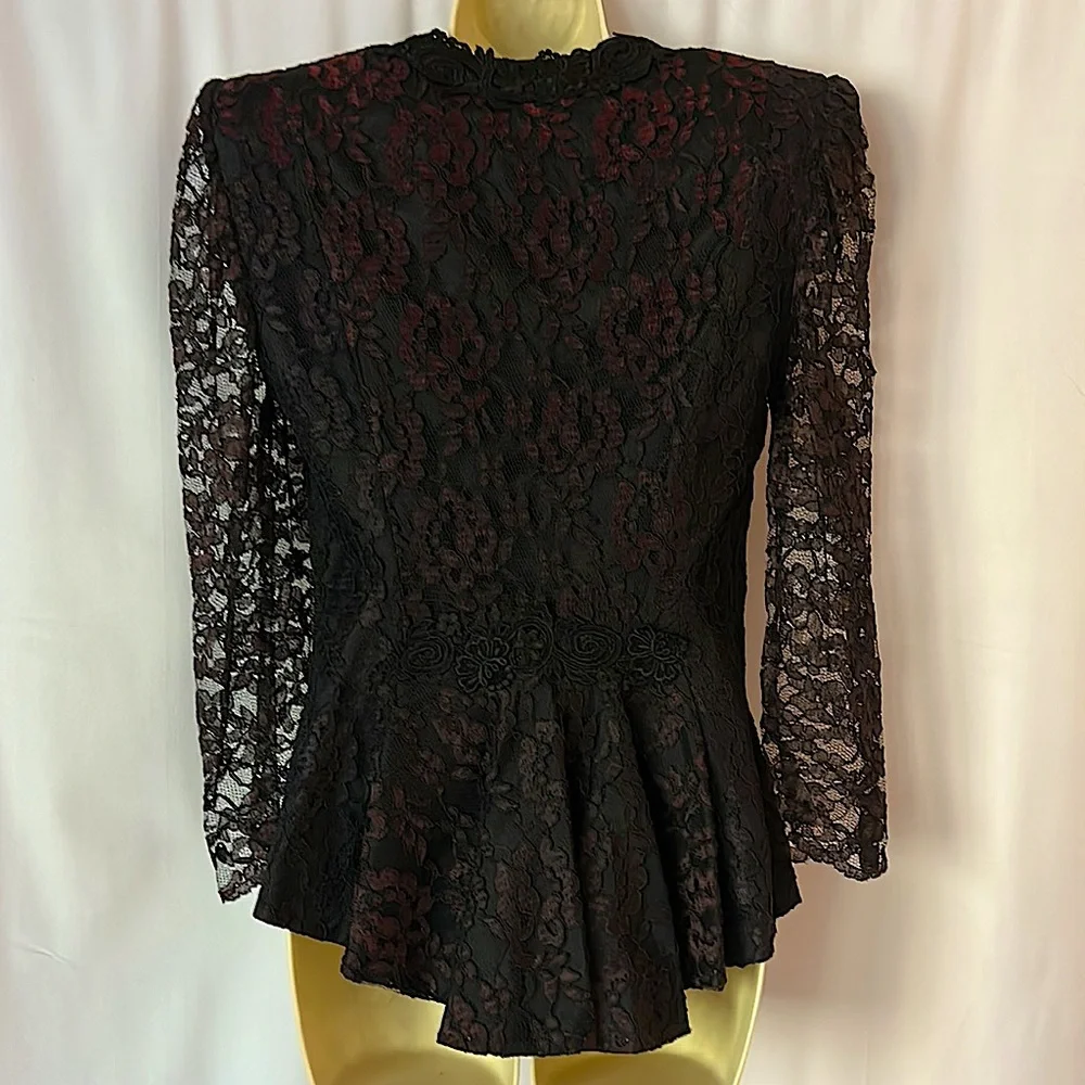Zeeba New York Beautiful Vtg Gothic Floral Lace Jacket Coat **Approx Size S** - Picture 2 of 6